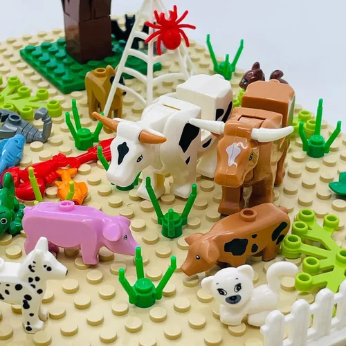 Vista 6 de SAIBURAZ Juego de 39 figuras de animales amigos, bloques de construcción, juguete de animales de granja/zoológico, regalo para niños y niñas de 6+