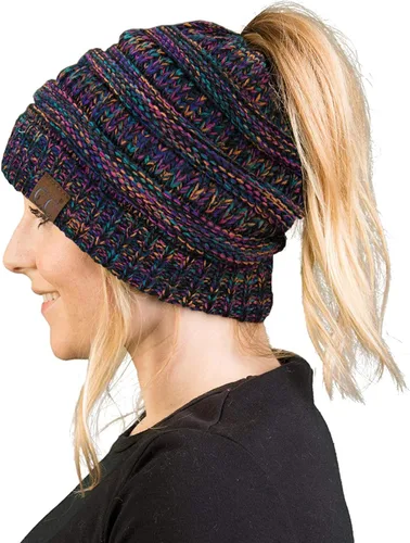 Vista 31 de Funky Junque - Gorro para mujer con ranura para cola de caballo