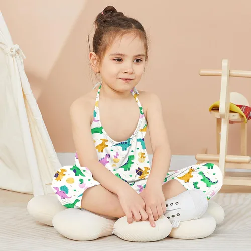 Vista 3 de Darkyazi Monos Lindos de Verano para Bebés y Niñas, Sin Espalda, Peto con Tirantes Estilo Harén, Mono para Niñas Pequeñas, Tallas 2-8 Años