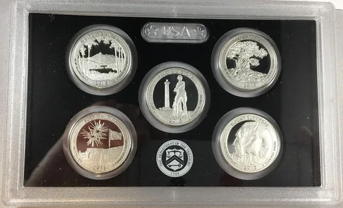 Vista 3 de 2013 S US Mint America the Beautiful Quarters Silver Proof Set Embalaje original del gobierno