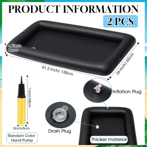 Vista 3 de Leitee - Kit de 5 barras inflables para servir con hieleras, color negro Bandeja de buffet de ensalada con tapón de drenaje, cubierta de malla