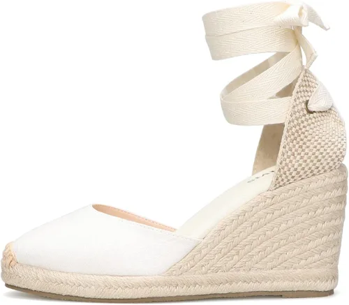 Vista 2 de Womens Platform Wedges Espadrilles, 3" Wedge, Soft Ankle-Tie Strap, Closed Toe, Classic Summer Sandals
