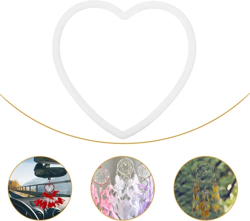 Vista 3 de DOITOOL 20 anillos de atrapasueños con forma de corazón, aros de acrílico para coronas, anillos de macramé en forma de corazón, anillos para coronas