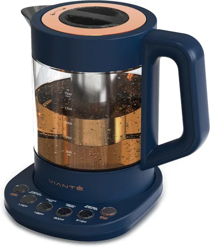 Vista 12 de Vianté - Tetera eléctrica con infusor para hojas sueltas. Elaborador de té caliente con control de temperatura y apagado automático. Tetera