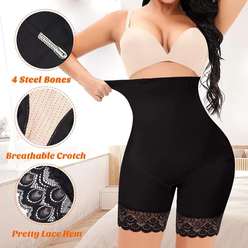Vista 3 de Pantalones cortos moldeadores para mujer, cintura alta, adelgazantes, moldeadores de muslos, pantalones cortos para debajo de los vestidos