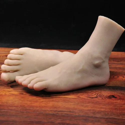 Vista 8 de Pies de silicona, 1 par de maniquí masculino de silicona, pie de silicona con pantalla de hueso, sandalia para zapatos, calcetín, exhibición, arte