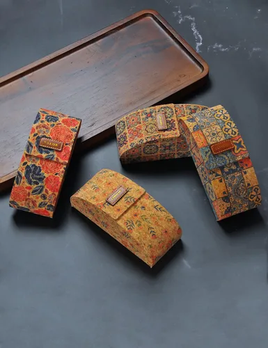 Vista 4 de Estuche rígido para lentes de sol, corcho, estampado retro clásico para mujeres y hombres, con solapa vertical