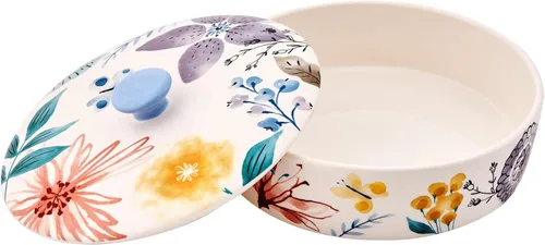 Vista 5 de Bico Blossom Symphony - Calentador de tortillas de cerámica, porta tortillas de 8.9 pulgadas con tapa para tacos, panqueques para noche mexicana