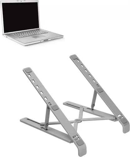 Vista 10 de PerGar Soporte para laptop, soporte de aluminio para laptop, soporte para computadora portátil para escritorio, soporte ajustable de aluminio