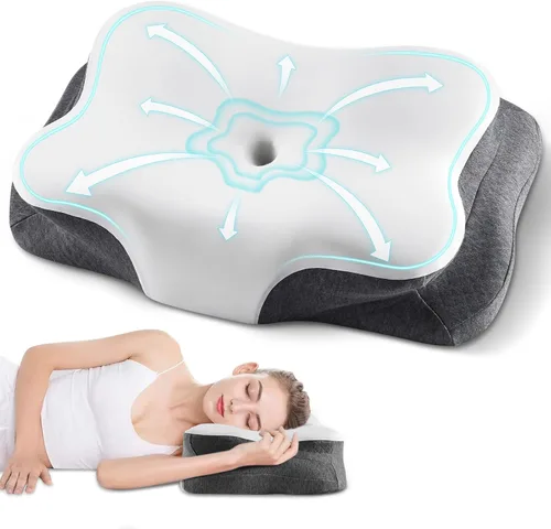 Vista 9 de Almohada cervical para el cuello, almohada ergonómica para dormir de lado para el soporte del cuello, almohadas de espuma viscoelástica refrescante
