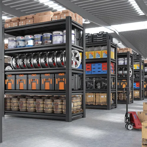 Vista 2 de REIBII Estantes de almacenamiento de 72 pulgadas de alto, estantería de garaje resistente de 2500 libras, estante de metal ajustable de 5 niveles