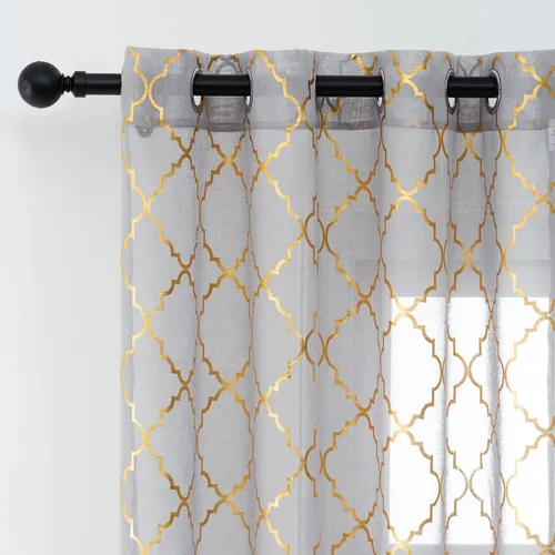 Vista 11 de Kotile Cortinas traslúcidas color blanco dorado para dormitorio, 52 x 63 Oro blanco