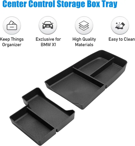 Vista 6 de Jaronx Compatible con la bandeja organizadora de consola central BMW X1 2023 2024 2025 2026 U11, 2 bandejas organizadora de consola inferior, caja