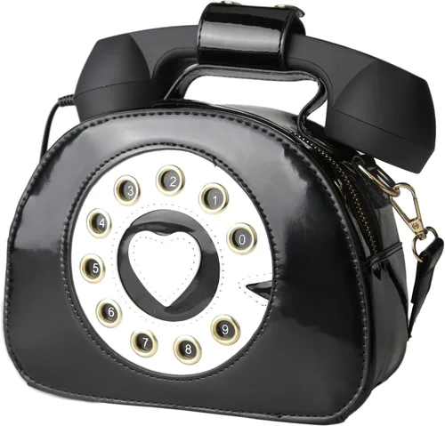 Vista 2 de Bolso bandolera para teléfono con esfera retro, bolso de micrófono móvil de PU para mujer