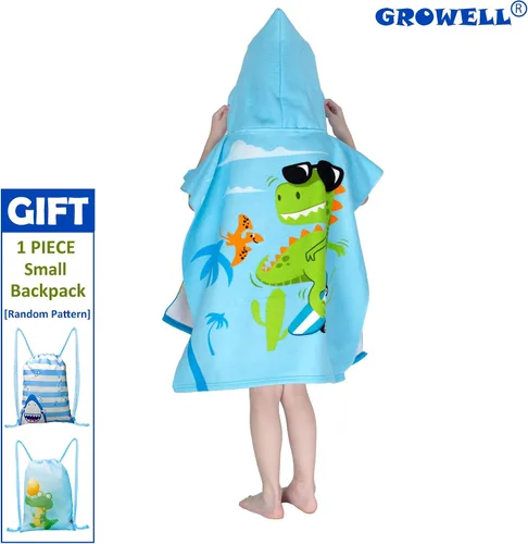 Vista 2 de growell Toallas de playa con capucha para niños - Toalla de baño para niños pequeños niñas niños, cubiertas de natación para niños de 4 a 10 años