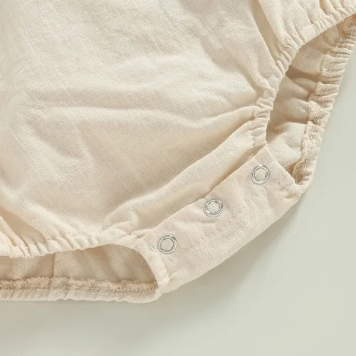 Vista 5 de KMBANGI Mameluco de conejito para bebé, sin mangas, sin espalda, bohemio, con gorro de orejas de conejo, traje de verano y Pascua