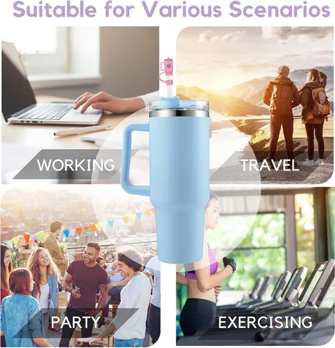 Vista 6 de Stanley - Fundas para pajitas – 6 piezas de silicona para vasos de 30 y 40 onzas, puntas de popote de 0.394 in