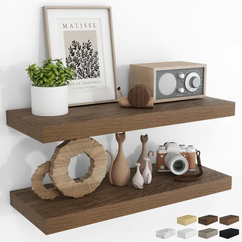 Vista 75 de RICHFOCUS Estantes flotantes de 8 pulgadas para estantes cuadrados de pared para dormitorio, cocina, baño, estante flotante de madera rústica