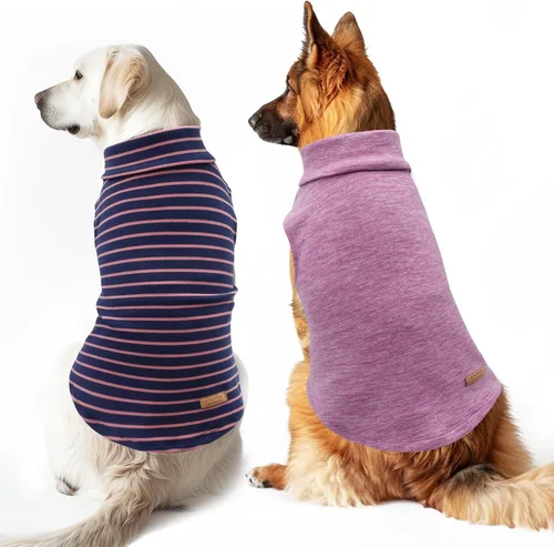 Vista 21 de KYEESE Paquete de 2 suéteres para perro, abrigo para mascotas, cuello alto, ropa elástica para perros, suéteres súper suaves para perros pequeños 1#