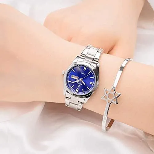 Vista 6 de Gosasa Reloj analógico de cuarzo para mujer, correa de acero inoxidable, color plateado, Reloj analógico