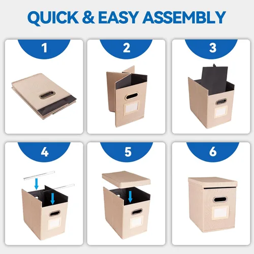 Vista 7 de Paquete de 2 Organizador de Carpetas de Archivos Colgantes con Tapa, Caja de Almacenamiento de Archivos de Tela Tamaño Carta Plegable, Soporte