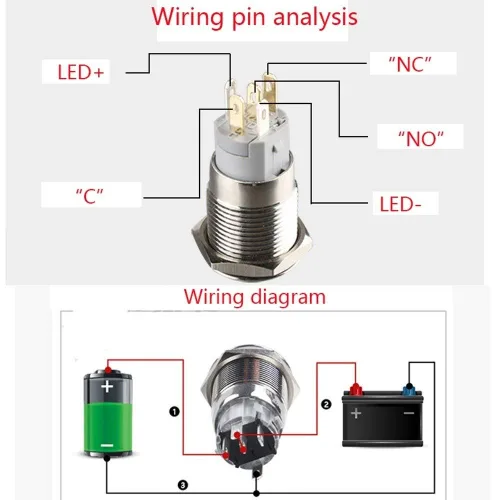 Vista 3 de Rayana Interruptor de luz LED de motocicleta de acero inoxidable ON-Off Montaje ajustable Interruptor impermeable Interruptor de interruptor DC12V