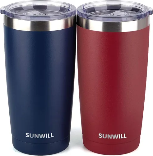 Vista 17 de SUNWILL - Vaso para café de viaje de 20 onzas, taza aislada con tapa, taza de acero inoxidable para bebidas frías y calientes, gris claro Gris oscuro