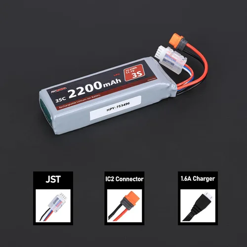 Vista 5 de RCAWD 11.1V Lipo Batería 3S 35C 2200mAh con JST IC2 para Arrma Grom Typhon