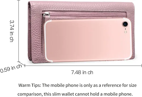 Vista 6 de GOIACII Carteras para mujer bloqueo RFID ultradelgadas cuero real tarjetero de crédito