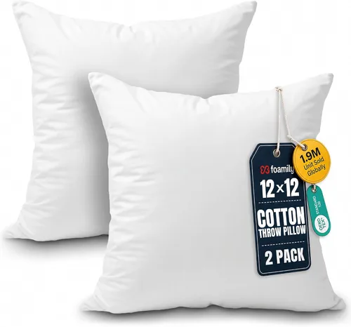 Vista 26 de Foamily Insertos de almohada 100% algodón de 12 x 12 pulgadas, rellenos de almohada para almohadas decorativas para sofá y cama, relleno de almohada