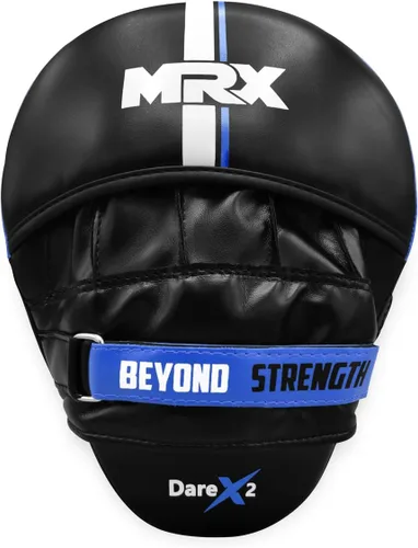 Vista 6 de MRX Gel Tech - Gancho de boxeo y almohadillas de Jab MMA Focus Guantes de entrenamiento Thai Kick Strike Shield Curvo Negro/Blanco Negro/Azul