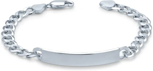 Vista 2 de Bling Jewelry Personalize Bar Name Plated identification ID Bracelet For Men with Mariner, Curb, Figaro, Link Chain .925 Sterling Silver Made In