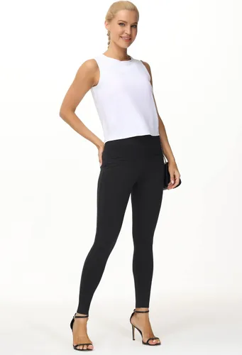 Vista 8 de THE GYM PEOPLE Leggings casuales de yoga para mujer, cintura alta, control de abdomen, pantalones de entrenamiento con 4 bolsillos