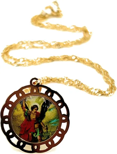 Vista 8 de SIFRIMANIA Medalla Religiosa Católica Chapada en Oro con Cadena Espiral para Niños y Mujeres