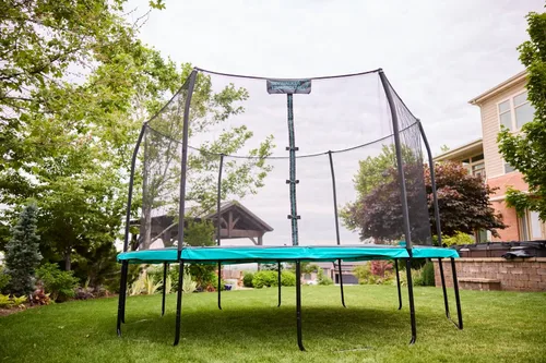 Vista 8 de SKYWALKER TRAMPOLINES Trampolín redondo de 12 pies y 15 pies con red de seguridad, trampolín rectangular para exteriores de 9 x 15 pies, trampolín