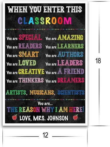 Vista 2 de Póster personalizado de reglas del aula, personalizado cuando entras en este aula, póster motivacional positivo inspirador para profesores, CRP001