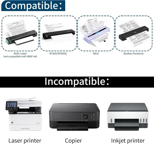 Vista 4 de 200 hojas de papel de impresora térmica de 8.5 x 11 pulgadas, papel térmico de tamaño carta de EE. UU. compatible con Peripage, Munbyn, Jadens