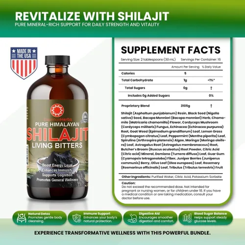 Vista 5 de Essence Herbs Shilajit - Líquidos amargos hechos con shilajit, moringa, semillas negras y más (paquete de 1)