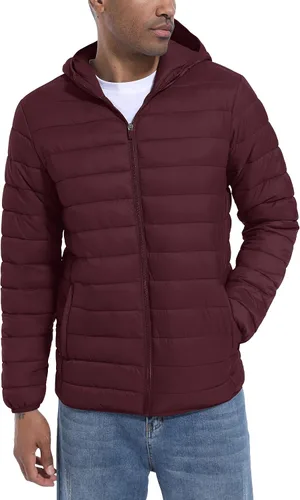 Vista 7 de TACVASEN Chaqueta acolchada con capucha para hombre, impermeable, impermeable, con aislamiento, ligera, cortavientos, acolchada