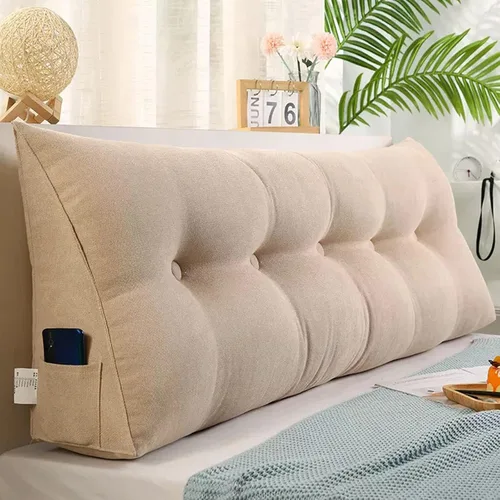 Vista 22 de Almohada triangular grande de cuña de lectura, cojín de cabecera para reposo en cama, almohada de forro polar para cabecero, respaldo con funda