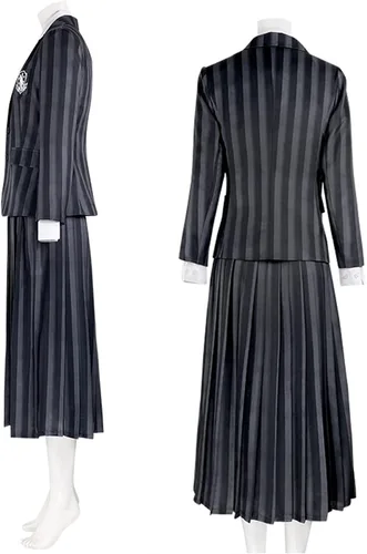Vista 4 de Masfrida Disfraz de uniforme escolar Never More Academy Jacket Girls Striped Women Halloween Cosplay