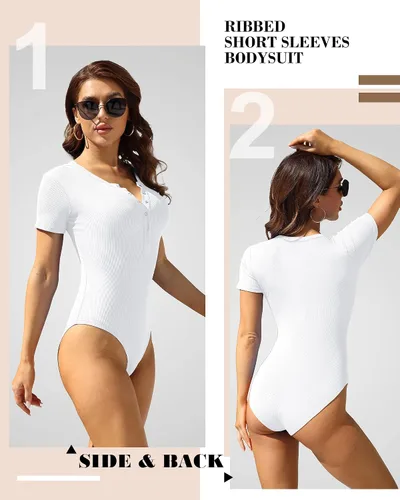 Vista 4 de VIISHOW Blusa de manga larga con cierre a presión y cuello en V para mujer estilo casual ajustada