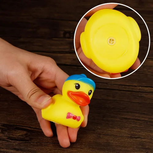 Vista 4 de Juego de 15 patos de goma de juguete de baño, 2 pulgadas, juego de pato flotante de goma chirriante para baby shower, bañera y piscina