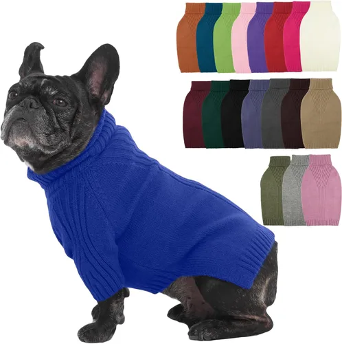Vista 81 de IECOii Suéter de perro salchicha de cuello alto para perros pequeños, medianos y hembras, elástico y transpirable, abrigo de punto cálido, para Negro