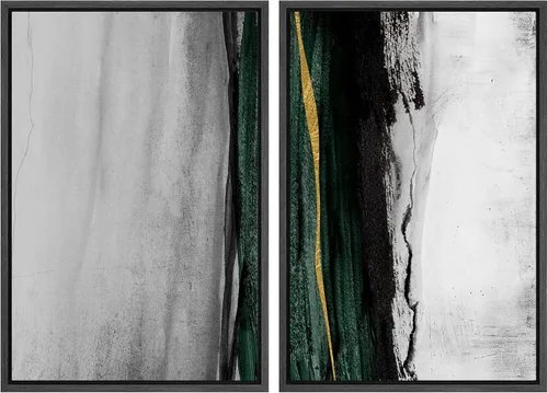 Vista 118 de MUDECOR Lienzo enmarcado para pared, bosque brumoso, reflejos, paisaje tranquilo, ilustraciones modernas, arte decorativo, bohemio, tranquilo/zen