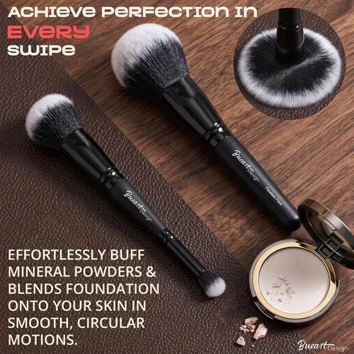 Vista 10 de Bueart Design - Juego de brochas de maquillaje de doble punta para base y corrector, cepillo de mezcla 2 en 1 para base líquida y crema, contorno