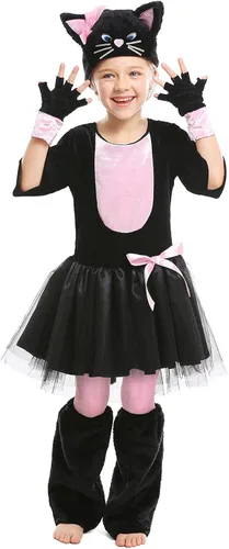 Vista 2 de Viyorshop Disfraz de gato negro para niñas, disfraz de gatito, disfraz de Halloween