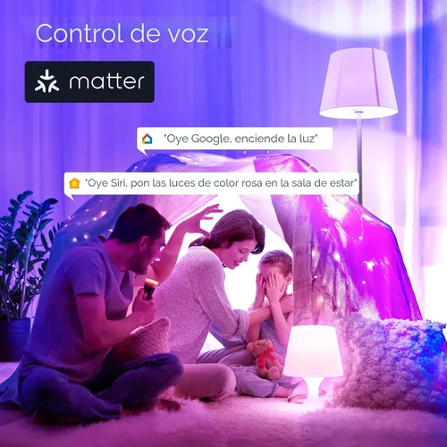 Vista 4 de Linkind Matter - Bombilla inteligente que funciona con Alexa/Apple Home/Google Home, bombillas que cambian de color, sincronización de música