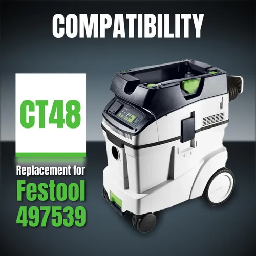 Vista 3 de Bolsas de filtro autolimpiante POWERTEC 497539 para extractor de polvo Festool CT48, bolsas de vacío para Festool CT48, paquete de 5 (75055)