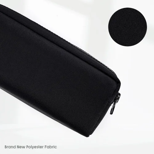 Vista 2 de Estuche para lápices de gran capacidad, bolsa de color puro para bolígrafos con cremallera, bolsa de almacenamiento estacionaria para oficiales Negro